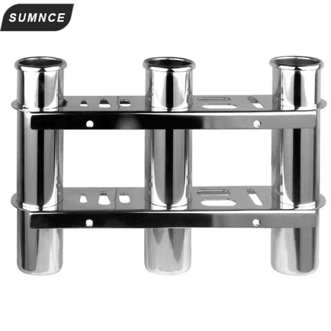 Boat Accessories Marine Stainless Steel Triple Fishing Rod Storage Holder Rack & Boat Organiser ► Photo 1/6