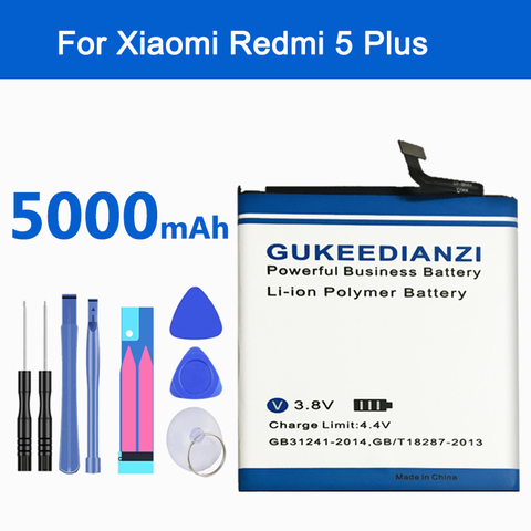 GUKEEDIANZI 100% New BN44 Mobile Phone Replacement High Capacity Strong Endurance Battery 5000mAh For Xiaomi Redmi 5 Plus 5Plus ► Photo 1/6