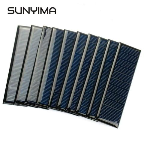 SUNYIMA 10Pcs Polycrystalline Solar Panel 5.5V 60mA Portable Mini Solar Cells for DIY Solar Charger Sun Power Module 100*28mm ► Photo 1/6