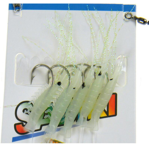 1 Pack (5pcs) Saltwater Fishing Sabiki Rigs Sea Night Glow Fishing Sabiki Lures Shrimp Bait Jigs Lure For Fishing ► Photo 1/6