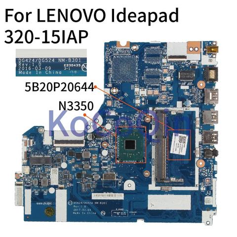 KoCoQin Laptop motherboard For LENOVO Ideapad 320-15IAP N3350 Mainboard NM-B301 5B20P20644 DDR3 ► Photo 1/5