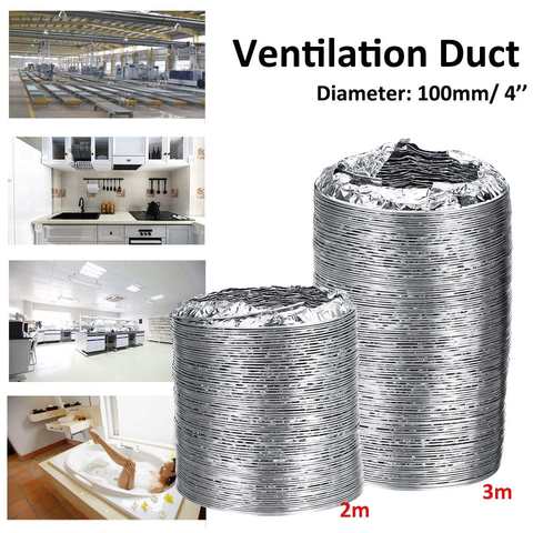 4inch Ventilator Pipe 100mm PVC Aluminum Tube Air Ventilation Pipe Hose Flexible Exhaust Duct 3/2M Air System Vent Bathroom ► Photo 1/6