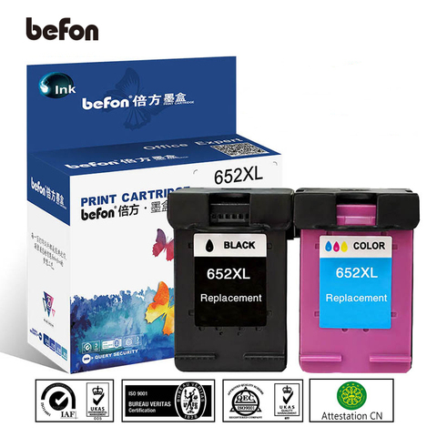 befon Remanufactured 652 XL Cartridge Replacement for HP 652 HP652 Ink Cartridge Deskjet 1115 1118 2135 2136 2138 3635 3636 3638 ► Photo 1/6