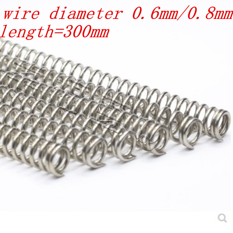 0.5/0.6mm wire diameter 305mm long compression spring 304 stainless steel 2pcs 