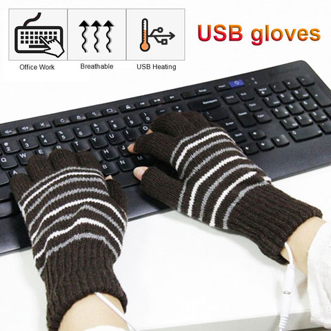 USB Heated Gloves Winter Thermal Hand Warmer Electric Heating Glove For Indoor Office Bike Cycling Glove ► Photo 1/6