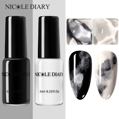 NICOLE DIARY Watercolor Marble Nail Polish Set Smoke Effect Nail Art Varnishes Manicuring Lacquers Kits Smudge Bubble ► Photo 1/6