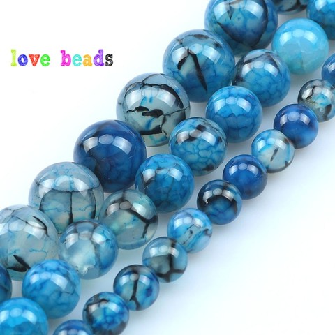 Blue Dragon Vein Agates Beads 6/8/10mm Natural Stone Round Beads for Jewelry Making DIY Bracelet Accessories 15‘’ Strand ► Photo 1/6