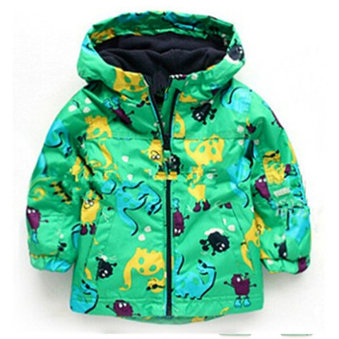 Children Autumn Winter Outerwear Clothing Boys Dinosaur Hooded Rainsuit Rain Jacket Baby Kids Sports Outing Coats Infant Wearing ► Photo 1/6