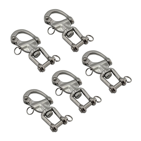 5PCS 316 Stainless Steel Swivel Jaw Snap Shackle With Ring 70mm 87mm 128mm Marine Hardware Heavy Duty For Marine Boat Hardware ► Photo 1/6