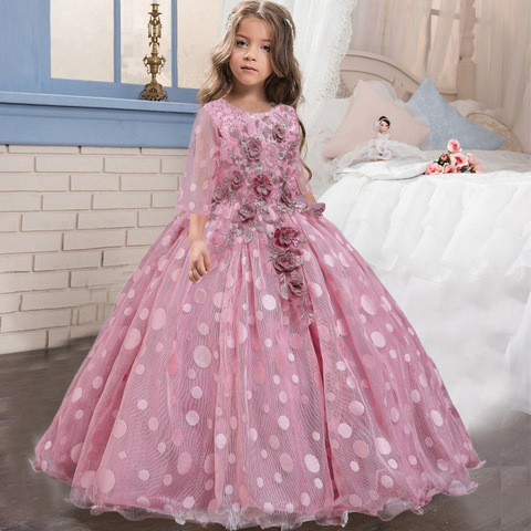 Teenager Formal Long SleeveGirls Dresses For Bridesmaid Princess Long Evening Dress Girl Party Wedding Dress 14 10 12 Yea ► Photo 1/6