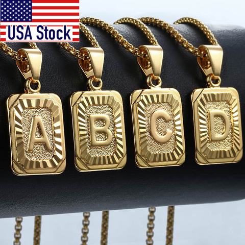 Initial Letter Pendant Name Necklack Yellow Gold Letter J K Necklace For Women Men Best Friend Jewelry Gifts Dropshipping GPM05D ► Photo 1/6