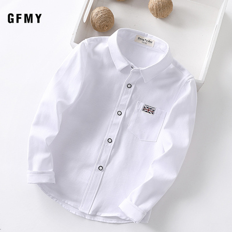 GFMY 2022 New Spring Oxford Textile Cotton Solid color Pink Black Boys white Shirt 3T-14T British style Childrens Tops ► Photo 1/6