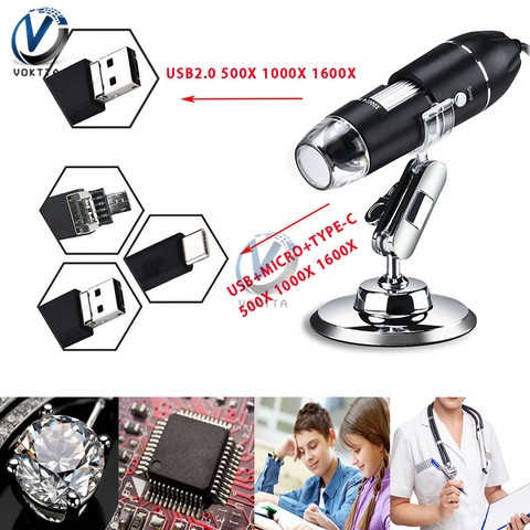 500X 1000X 1600X Mega Pixels Electronic Microscope 8 LED Digital USB Microscope Microscopio Magnifier Stereo Endoscope Camera ► Photo 1/6