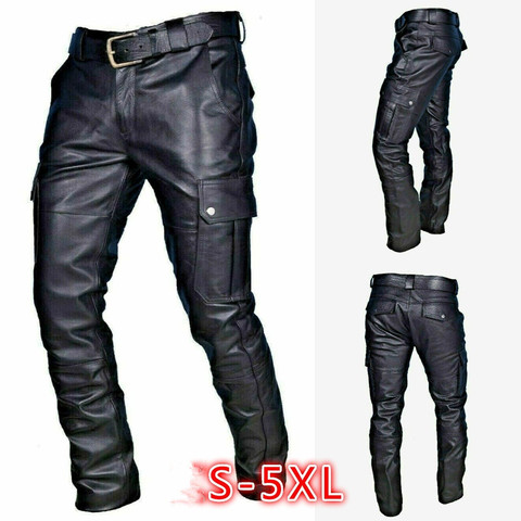 men's leather pants casual  style pants for male Fashion winter mans clothes pantalon homme street wear clothing ► Photo 1/5