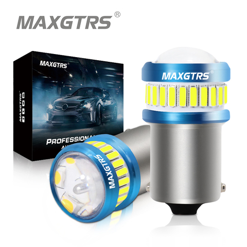 2x BA15S P21W LED Bulbs S25 1156 7440 W21W T20 4014 3030 Chip Projector Lens for Reverse Brake Tail Turn Signal Lights Canbus ► Photo 1/6