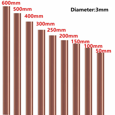 3mm Diameter Copper Round Bar Rod Milling Welding Metalworking 50-500mm Length Pure copper bar flexible Conductive durable ► Photo 1/6