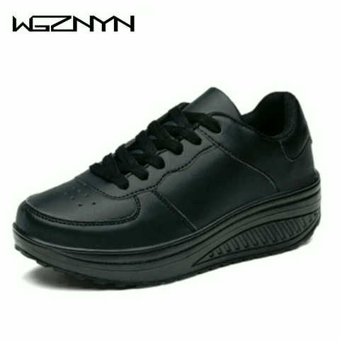 Women Sneakers 2022 Breathable Waterproof Wedges Platform Vulcanize Shoes Woman Sneakers Leather Casual Shoes Tenis Feminino W35 ► Photo 1/6