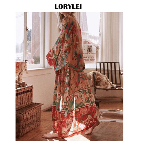 2022 Bohemian Printed Women Summer Beach Wear Bikini Wrap Dress Pareo Tunic Swim Suit Cover Up Long Kimono Cardigan N751 ► Photo 1/6