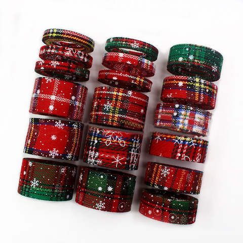 1yard 10mm/25mm/38mm Christmas Plaid Snowflake Burlap Ribbon for Christmas Tree Gift Box Bouquet Packing Home Craft Decoration ► Photo 1/6