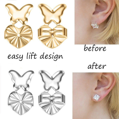 1 Pair Earring Backs Support Creative  Butterfly Earring Lifts Fits all Post Earrings Set Earrings Assistant Jewelry Accessories ► Photo 1/6