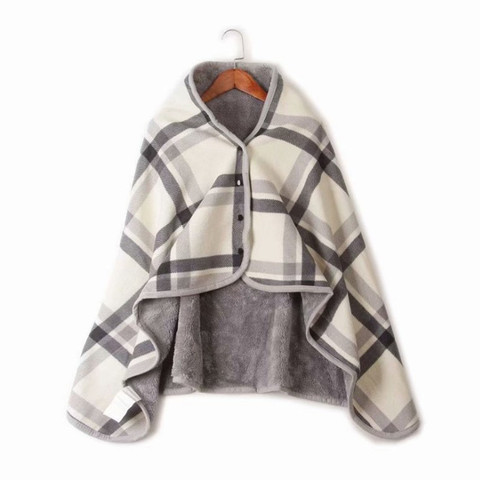 Wearable Plaid Fleece Blanket Polyester Blanket With Button Winte Warm Throws on Sofa Bed Travel Thicken Bedroom Plaids Throw Blanket ► Photo 1/6