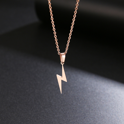 DOTIFI Stainless Steel Necklace Hot Lightning Necklaces For Women Protection Pendants For Girlfriend Gifts Rose Gold Jewelry ► Photo 1/6