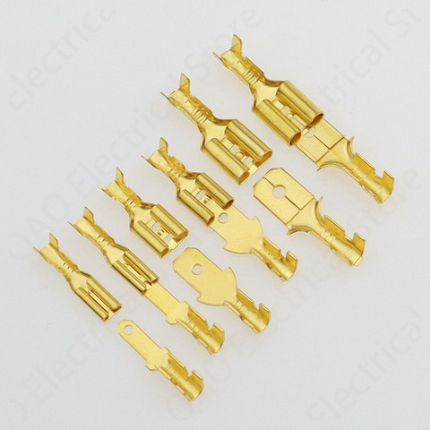 100Pcs/Lot 2.8/4.8/6.3mm Female and Male Crimp Terminal Connector Gold Brass/Silver Car Speaker Electric Wire Connectors Set ► Photo 1/5