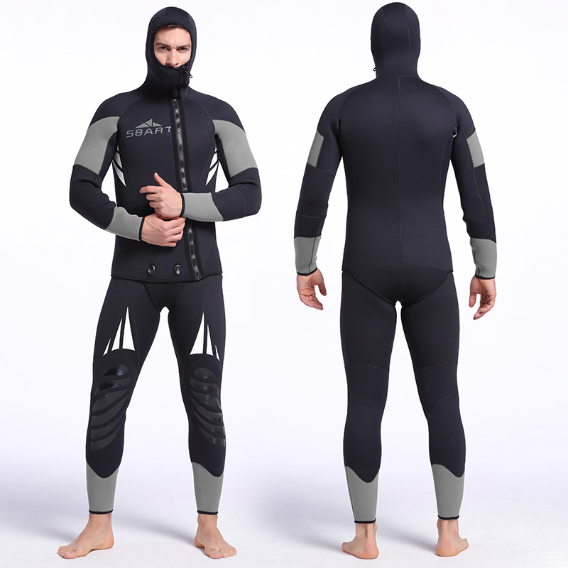 Diving Water Sports Solid Colored Autumn Winter Spring Summer Full Wetsuits-5mm 3mm Wetsuit-Mens Neoprene Diving Suit Front Zipper Hoodie Snorkeling Surfing Suits High Elasticity Long Sleeve 