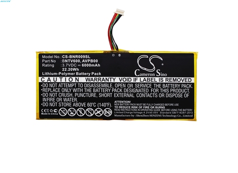 Cameron Sino 6000mAh Battery AVPB00, AVPB002-A110-01, BNTV600 for Barnes & Noble BNTV600, Nook HD+ Plus, NOOK HD+9, Ovation ► Photo 1/5