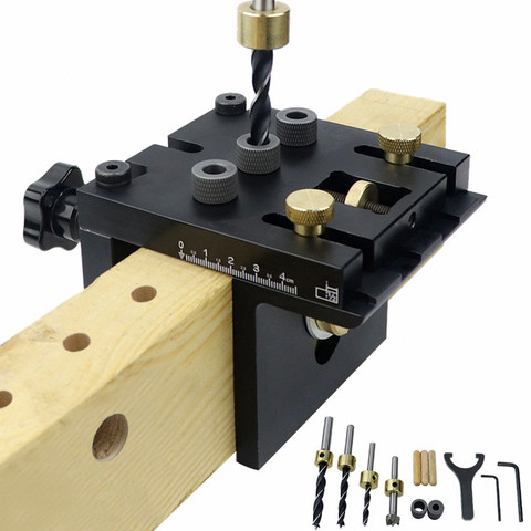 3 in 1 Woodworking Doweling Jig Kit With Positioning Clip Adjustable Drilling Guide Puncher Locator Carpentry Tools ► Photo 1/6