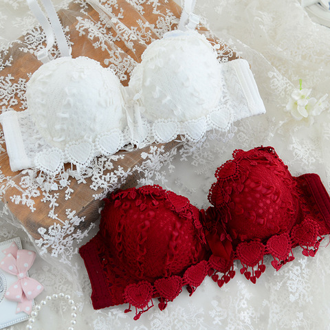 Women Push Up Bra Set Girl Floral Lace Underwear Set Underwire Brassiere  Outfit 