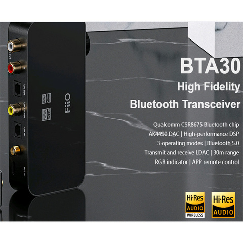 FiiO BTA30 HiFi Wireless Bluetooth 5.0 LDAC Long Range 30M Transmitter Receiver for PC/TV/Speaker/Headphone ► Photo 1/6