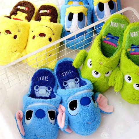 Disney cotton slippers Stitch Pooh Donald Duck three-eyed cartoon home slippers indoor slippers non-slip ► Photo 1/5