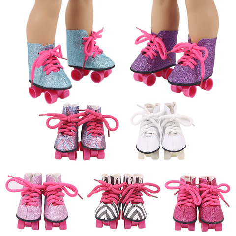 Doll Roller Skate Sequin Shoes Doll Ice Skates Fit 18 Inch American&43 Cm Baby New Born Doll Generation Christmas Girl`s Toy DIY ► Photo 1/6