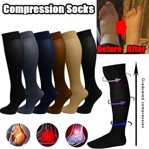 Varicose Veins Compression Socks Fit For Golf Rugby Hiking Sports For Anti Fatigue Driving Travel Flight Black Women Men Socks ► Photo 1/6