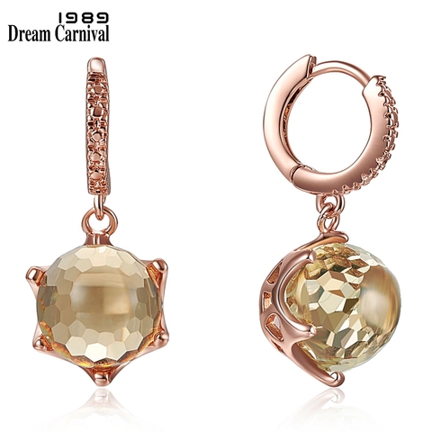 DreamCarnival1989 Hot Selling Special Zircon Drop Earrings for Woman Dazzling Champagne Color CZ Elegant Party Jewelry WE3819CH ► Photo 1/6