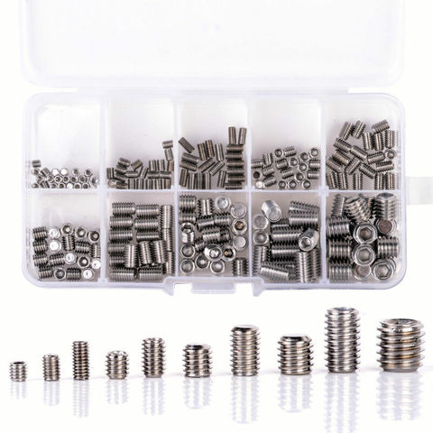 200pcs M3-M8 stainless steel headless hexagon screw fixing screw stainless steel flat head screw classification kit ► Photo 1/6