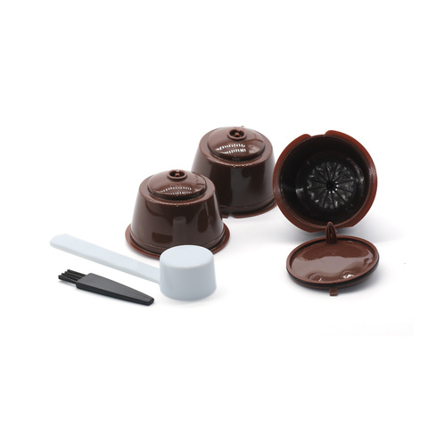 3 Pcs Reusable Coffee Capsule Filter Cup for Nescafe Dolce Gusto Refillable Caps Spoon Brush Filter Baskets Pod Soft Taste Sweet ► Photo 1/6
