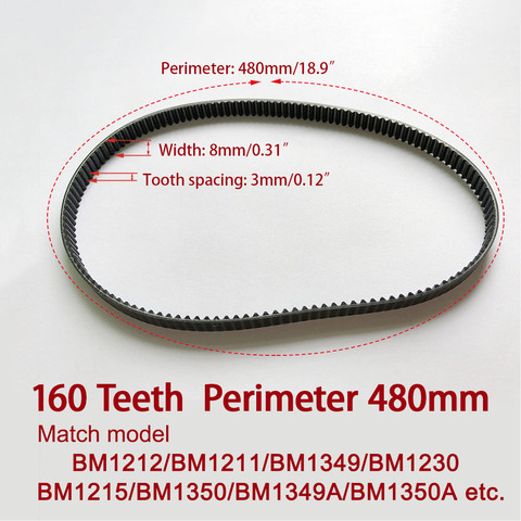 160T Breadmaker Conveyor Belts bread machine belts Bread Maker Parts 160Teeth Perimeter 480mm Kitchen Appliance accessories ► Photo 1/6