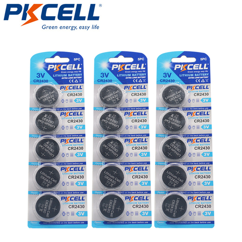 15Pcs PKCELL CR2430 Lithium Button Coin Battery 3V CR2430 DL2430 2430 Button Battery For Watch Toy Headphone ► Photo 1/6