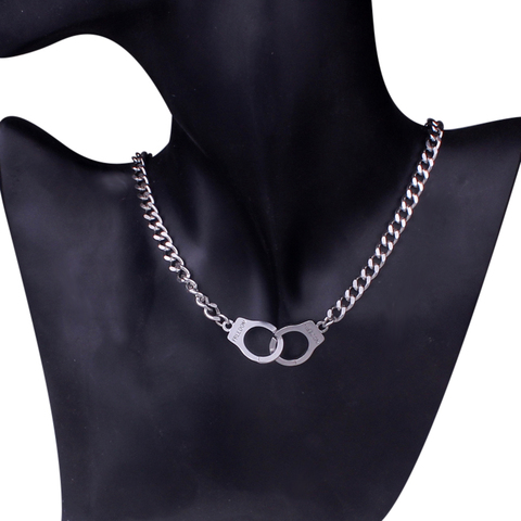 Chain Width 6MM All Stainless Steel Hiphop Punk Handcuff Necklace For Women Men Cool Rock Chokers Necklaces Jewelry di204 ► Photo 1/5