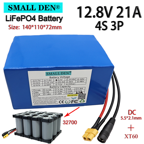 12.8V 21A Lifepo4 battery pack 4S3P 32700 built-in 40A same port charge and discharge balance BMS 12V power supply ► Photo 1/6