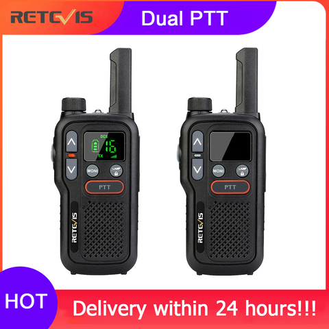 Retevis RB618 RB18 Walkie Talkie 2pcs Dual PTT PMR Radio PMR 446 LCD Display FRS NOAA Two Way Radio Transceiver Walkie-talkies ► Photo 1/6