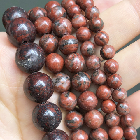 Natural Stone Beads Smooth Red Jaspers Round Loose Spacer Beads For Jewelry DIY Making Bracelet Charms 15''Inches 6 8 10 12mm ► Photo 1/6