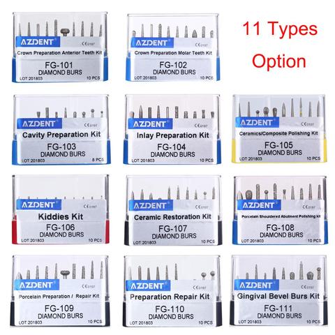 11 Types Dental Diamond Burs Set For handpiece Ceramics/Composite Polishing Repair Kit Dentist Equipment ► Photo 1/6