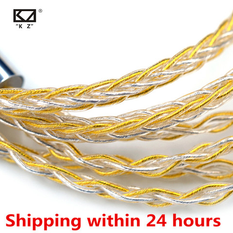 KZ Earphones cable 8 Core Gold Silver Mixed plated Upgrade cable Headphone wire for V90 V80 C10 ZST T2 ZST ZSX ZS10 PRO ZSN ES4 ► Photo 1/6