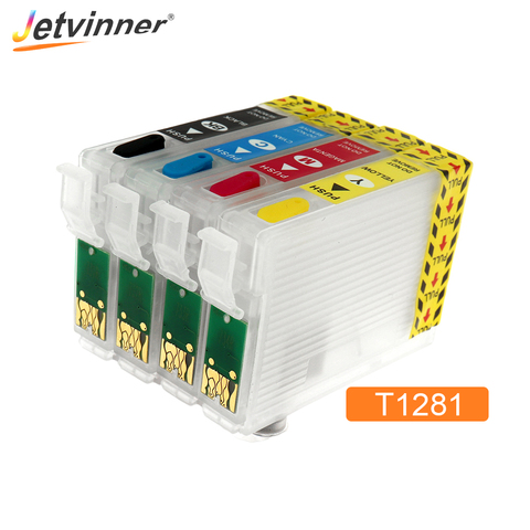 Jetvinner 4-color For Epson T1281 Refillable Ink Cartridge With ARC Chips For Epson Stylus S22 SX125 SX420W SX425W SX235W SX420W ► Photo 1/6