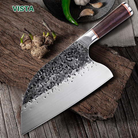 Chef Butcher Knife High Carbon Steel Handmade Forged Kitchen Knives Chinese Chop Cleaver Knife Cooking Tool With Wood Handle ► Photo 1/6