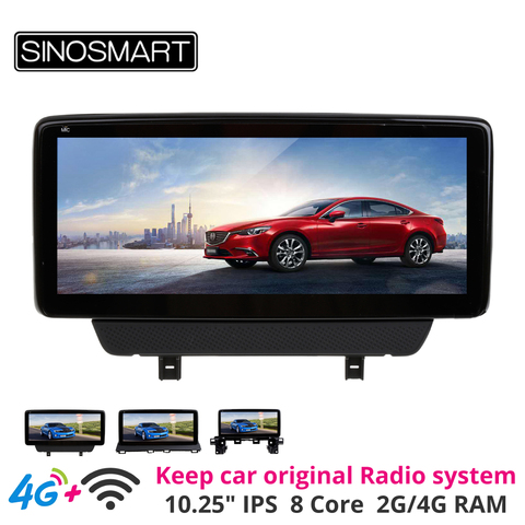 Sinosmart 10.25' Car GPS Navigation for Mazda CX-5 android 2 CX-3 Axela 2013-20 Keep car original radio audio system IPS Screen ► Photo 1/5