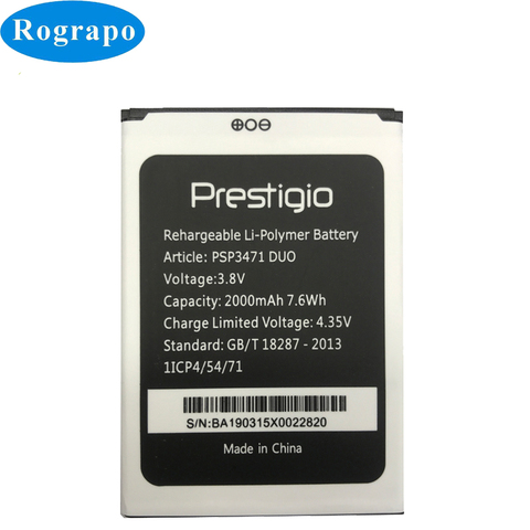 New Full 2000mAh PSP3471DUO Replacement Cell Mobile Phone Battery Prestigio Wize Q3 PSP3471DUO ► Photo 1/3